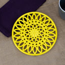 5 of 5:Home Basics Sunflower Collection Cast Iron Trivet, Yellow, 8x8x5 Inches 