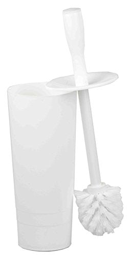 2 of 7:Home Basics Plastic Tapered Toilet Brush And Holder, White, 4x15 Inches 