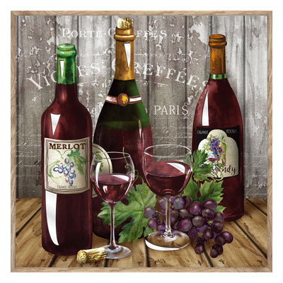 1 of 1:Premius Wine Scene 2 with Mirror Cut Outs Wall Decor, 14x14 Inches 