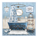 1 of 1:Premius Good Morning Seashells Bathroom with Mirror Wall Art, Blue, 14x14 Inches 