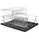 3 of 6:Home Basics Deluxe 2-Tier Dish Draining Rack with Plastic Tray, Black, 12x17x8 Inches 
