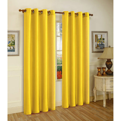 1 of 1:Melanie Faux Silk Window Panel With 8 Grommets, Yellow, 55x84 Inches 