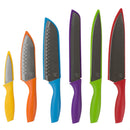 3 of 6:Home Basics 6 Stainless Steel  Knife Set with Colorful Slip Covers 