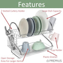 2 of 6:Premius 2-Tier Chrome Finish S-Shape Dish Rack With Removable Drainage Tray and Cutlery Holder, 16x9.75x15 Inches 
