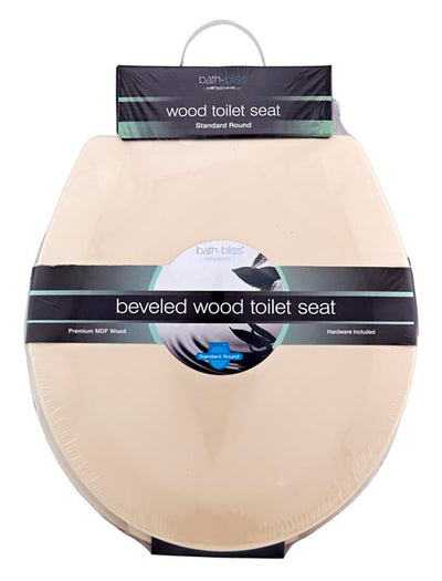 2 of 2:Bath Bliss Beveled Standard Round Toilet Seat, Beige 
