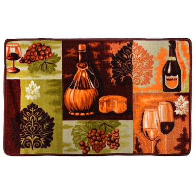 1 of 1:Alfombra de cocina antideslizante con estampado de vino tinto, marrón, 20 x 32 pulgadas 