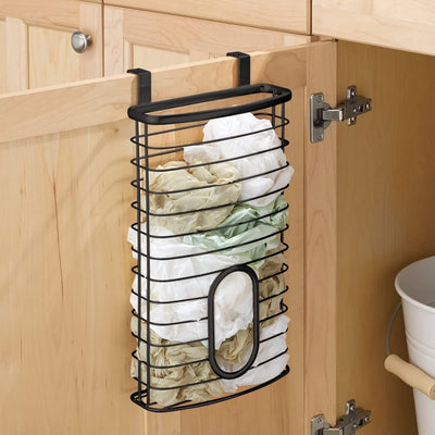 2 of 5:iDesign Axis Over the Cabinet Kitchen Storage Holder for Plastic and Garbage Bags, Matte Black 