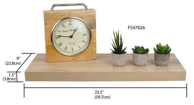 6 of 6:Home Basics Decorative Rectangular Wood Floating Shelf, Oak Design, 23.5x9x1.5 Inches 