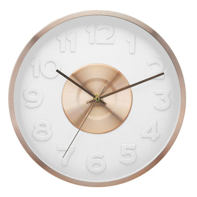 1 of 1:Horloge murale en métal électroplaqué Premius, blanc-or rose, 40,6 cm 