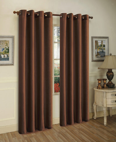 1 of 1:Panneau en fausse soie Melanie avec 8 œillets, chocolat, 55 x 84 