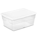 1 of 5:Sterilite Basic Caja de almacenamiento transparente con tapa blanca, 16 cuartos de galón, 16.75 x 11.8 x 7 pulgadas 
