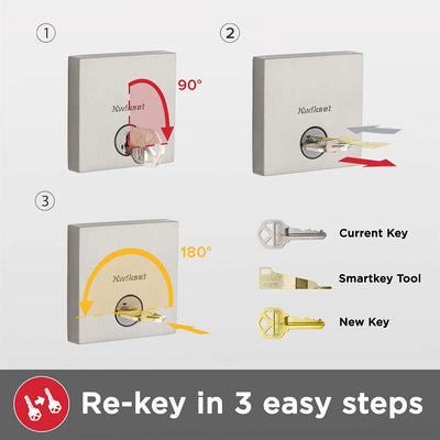 7 of 8:Kwikset Montara Single Cylinder Handleset With Juno Knob Featuring SmartKey, Satin Nickel 