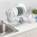 3 of 6:Premius 2-Tier Chrome Finish S-Shape Dish Rack With Removable Drainage Tray and Cutlery Holder, 16x9.75x15 Inches 