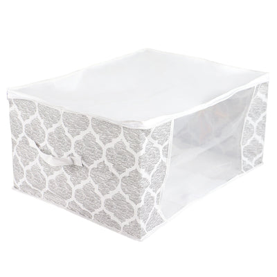 1 of 6:Home Basics Arabesque Non-Woven Blanket Bag with See-through Window, White 