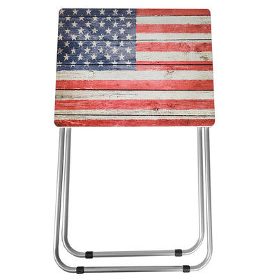 1 of 4:Home Basics Rustic USA Flag Multi-Purpose Foldable TV Tray Table, Multi-color 