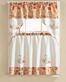 1 of 1:Urban Vegetable Embroidered Kitchen Curtain Set, Orange, Tier 30x36, Valance 60x36 Inches 