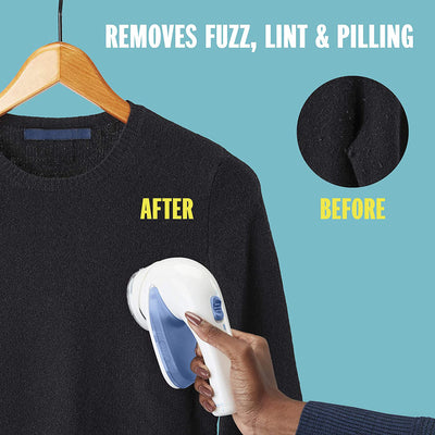 3 of 6:Conair Battery-Operated Fabric Defuzzer Lint Shaver, White 