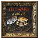 1 of 1:Premius 3D Let’s Watch a Movie Framed Wall Decor, Brown, 14x14 Inches 