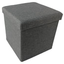 1 of 1:Collapsible Storage Ottoman, Grey Linen 15x15x15 Inches Inches 