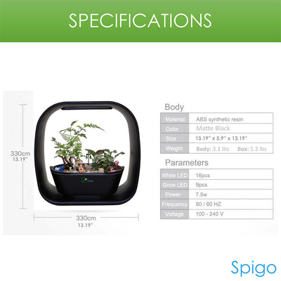 7 of 8:Spigo Intelligent Indoor LED Light Garden, Matte Black 