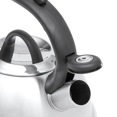 3 of 4:Home Basics Easy Grip Hervidor de té de acero inoxidable, plateado, 2,5 litros 
