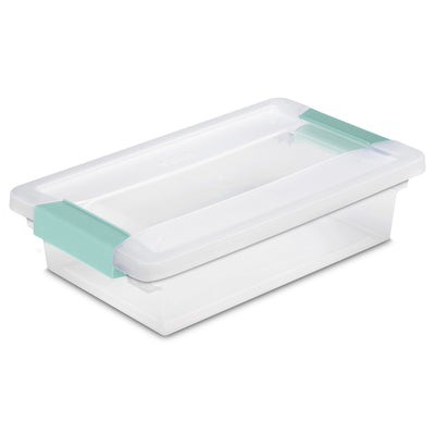 1 of 3:Sterilite Stackable Small Clip Box Container With Latches, Clear, 3x11x3 Inches 