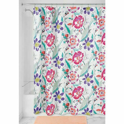 1 of 1:Rideau de douche iDesign en tissu à motifs floraux, multicolore, 183 x 183 cm 