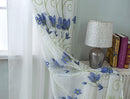 6 of 8:Vittoria Floral Embroidered Double Panel With Attached Valance, Navy, 54x84 Inches 