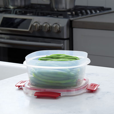 5 of 7:Boîte de conservation alimentaire Rubbermaid Easy Find Lids Tabs, lot de 16 pièces, transparente avec languettes rouges 