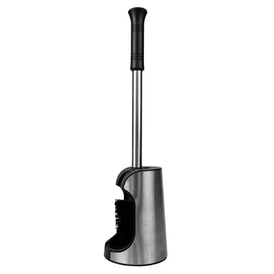2 of 4:Home Basics Brushed Stainless Toilet Brush Holder with Comfort Grip Handle, Black 