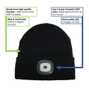2 of 5:Beamie Hat With Built-in Rechargeable Led Head Lights, Navy 