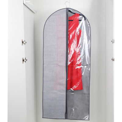 2 of 4:Home Basics Herringbone Non-Woven Dress Bag with Clear Plastic Panel, Grey 