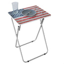 2 of 4:Home Basics Rustic USA Flag Multi-Purpose Foldable TV Tray Table, Multi-color 