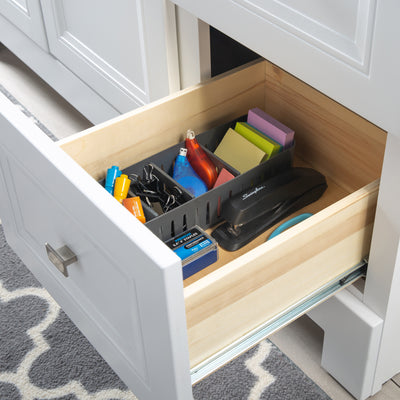 4 of 4:Papelera organizadora apilable Simplify Slim con divisores ajustables, gris (paquete de 2) 