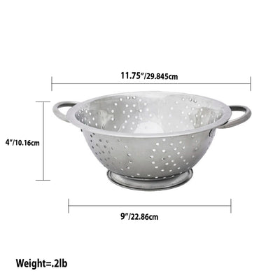 4 of 4:Passoire profonde en acier inoxydable Home Basics, argentée, 3 pintes 