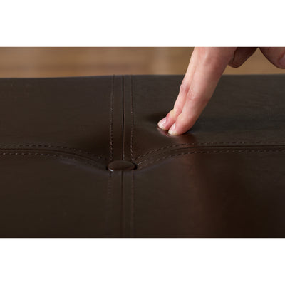 4 of 4:Simplify Otomana de almacenamiento plegable doble de piel sintética en chocolate 
