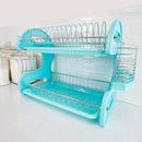 6 of 7:Home Basics 2 Tier Plastic Dish Drainer, Turquoise 