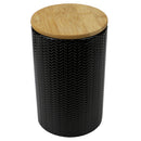 3 of 4:Home Basics Wave Ceramic Canister With Bamboo Lid, Black, Large, 5x7.75 Inches 