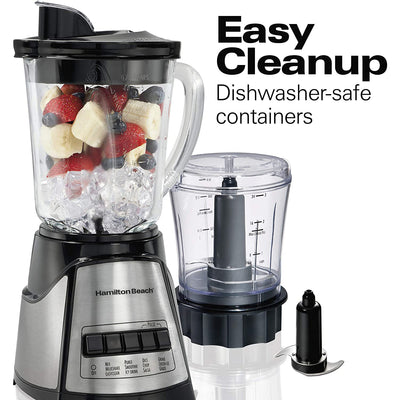 7 of 8:Licuadora 2 en 1 Hamilton Beach Power Elite Glass con picadora, acero inoxidable, color negro 
