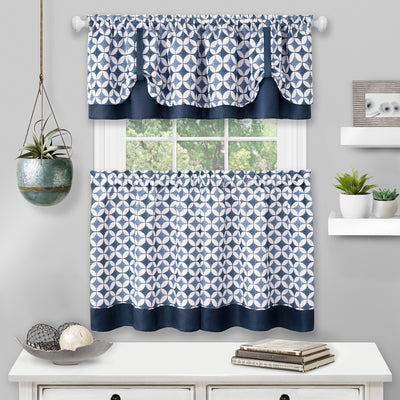 1 of 8:Juego de cenefa y par de cortinas para ventana Callie - 58x36 - Azul marino 