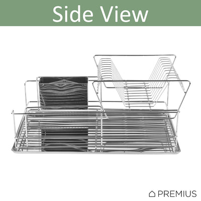 5 of 6:Premius 2 Tier Chrome Finished Dish Rack, Silver, 18.5x13x9 Inches 