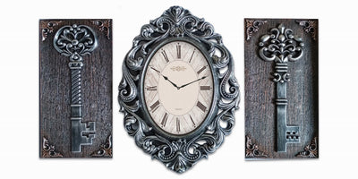 1 of 1:PREMIUS Kitchen Wall Clock Set with Accents, Gray, 14x10 Inches 
