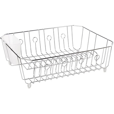 1 of 1:Escurridor de platos grande Rubbermaid con soporte para cubiertos, plateado, 13.8x17.6x5.9 pulgadas 
