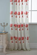 2 of 6:Vittoria Floral Embroidered Double Panel With Attached Valance, Coral, 54x84 Inches 
