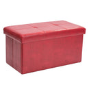 1 of 4:Simplify Otomana de almacenamiento plegable doble de piel sintética en rojo 