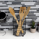 2 of 3:Home Basics Grid Cutlery Holder With Mesh Bottom, Black, 4.9x4.9x6.4 Inches. 