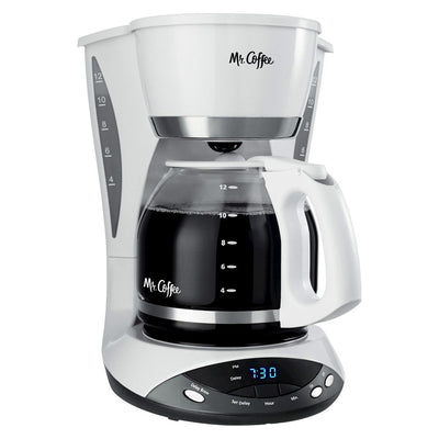 1 of 1:Mr. Coffee Simple Brew Cafetera programable para 12 tazas, color blanco 