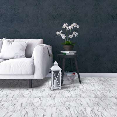 2 of 2:Nexus Bianco Marble 12x12 Self Adhesive Vinyl Floor Tile - 20 Tiles/20 sq. ft. 