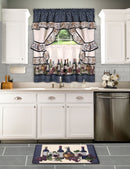 2 of 2:Rideau de cuisine imprimé Chateau Cottage, 145 x 61 cm, bleu marine 