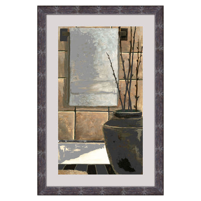 1 of 1:Premius Floating Glass Bathroom Modern Tub Wall Art, Brown, 18x11.5 Inches 